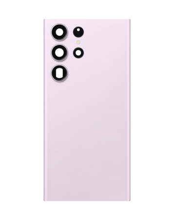 Purchase the back glass with camera lens and adhesive for Galaxy S23 Ultra in lavender. No logo.