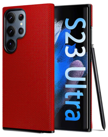 Galaxy S23 Ultra Shock Absorption Protective Dual Layer Case - RED (Only Ground Shipping)