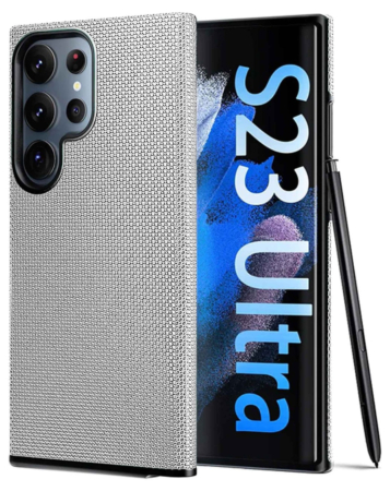 Galaxy S23 Ultra Shock Absorption Protective Dual Layer Case - SILVER (Only Ground Shipping)