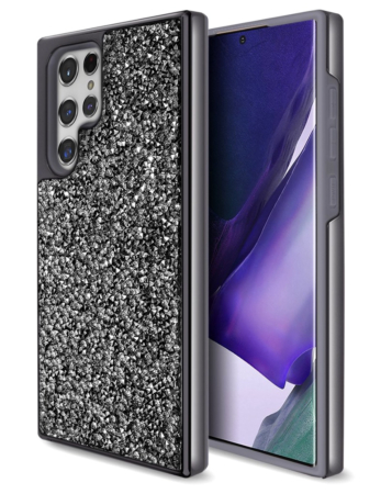 Galaxy S23 Ultra Bling Diamond Crystal Dual Layer Case - BLACK (Only Ground Shipping)