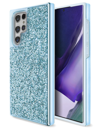 Galaxy S23 Ultra Bling Diamond Crystal Dual Layer Case - BLUE (Only Ground Shipping)