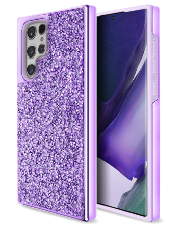 Galaxy S23 Ultra Bling Diamond Crystal Dual Layer Case - PURPLE (Only Ground Shipping)