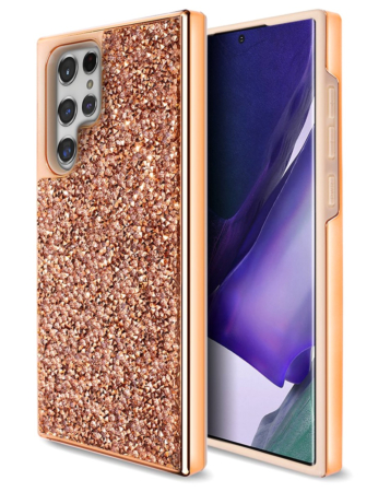 Galaxy S23 Ultra Bling Diamond Crystal Dual Layer Case - ROSE GOLD (Only Ground Shipping)