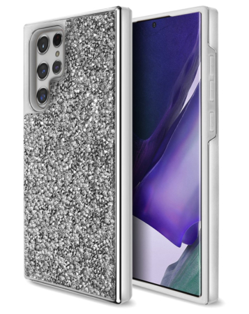 Galaxy S23 Ultra Bling Diamond Crystal Dual Layer Case - SILVER (Only Ground Shipping)