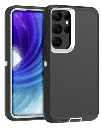 Heavy Duty Case for Galaxy S23 Ultra (BLACK & WHITE) (Only Ground Shipping)