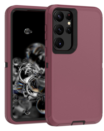 Heavy Duty Case for Galaxy S23 Ultra (MAROON & BLACK) (Only Ground Shipping)