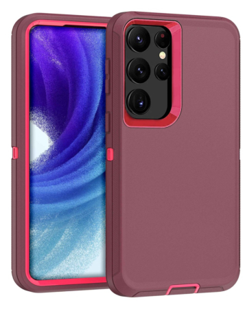 Heavy Duty Case for Galaxy S23 Ultra (MAROON & PINK) (Only Ground Shipping)