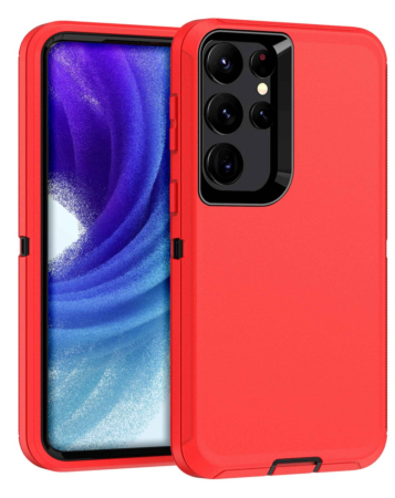 Heavy Duty Case for Galaxy S23 Ultra (RED & BLACK) (Only Ground Shipping)