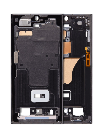 Stock up on the middle frame housing for Galaxy S23 Ultra, US or International version, service pack, in phantom black.