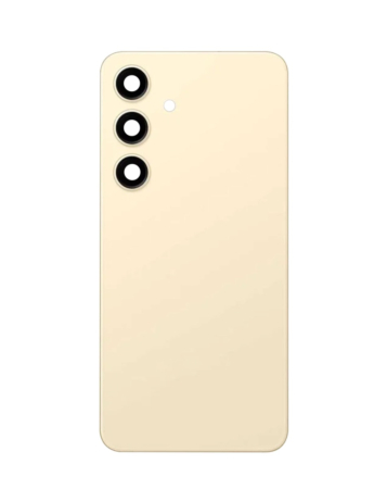 Order the Back Glass with Camera Lens and Adhesive for Galaxy S24, no logo, in amber yellow.
