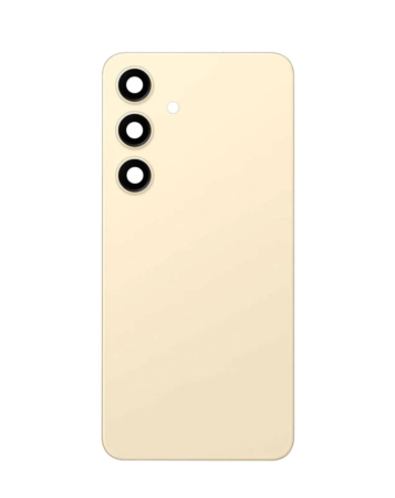 Buy the Back Glass with Camera Lens and Adhesive for Galaxy S24 Plus, no logo, in amber yellow.
