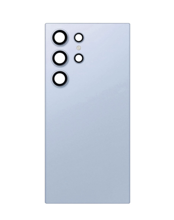 Stock up on the Back Glass with Camera Lens for Galaxy S24 Ultra, US and international service pack, in titanium blue.
