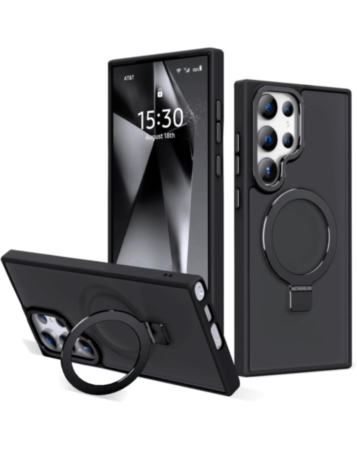 Galaxy S24 Ultra Carbon Wireless Charging Case with Ring Stand - BLACK (Only Ground Shipping)