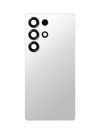 Stock up on the Back Glass with Camera Lens for Galaxy S25 Ultra, US and International versions, service pack, in titanium whitesilver.