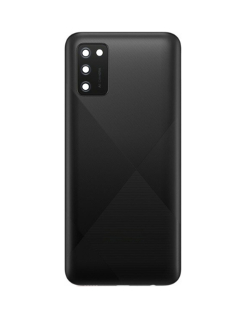 Order the black back glass with camera lens and adhesive for Galaxy A02S A025U 2020, no logo.