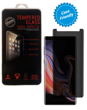 Stock up on the Privacy Tempered Glass for Galaxy Note 9, case-friendly, 3D curved, anti-spy, one piece.