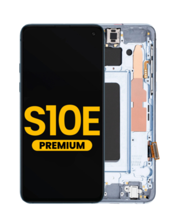 Grab wholesale deals on the OLED assembly with frame for Galaxy S10E G970 in Prism Blue, premium quality.