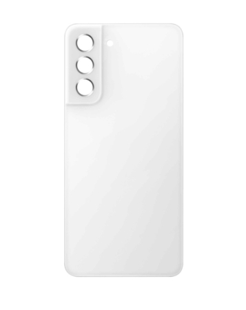 Purchase the Back Glass with Camera Lens and Adhesive for Galaxy S21 FE in White, No Logo.