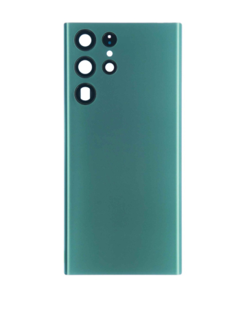 Stock up on the back glass with camera lens and adhesive for Galaxy S22 Ultra, no logo, green.
