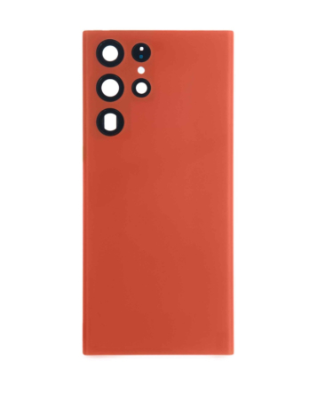 Grab the wholesale deals on the back glass with camera lens and adhesive for Galaxy S22 Ultra, no logo, red.
