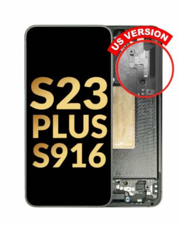 Order the Galaxy S23 Plus 5G S916 screen assembly with frame in graphite. US version, premium refurbished.