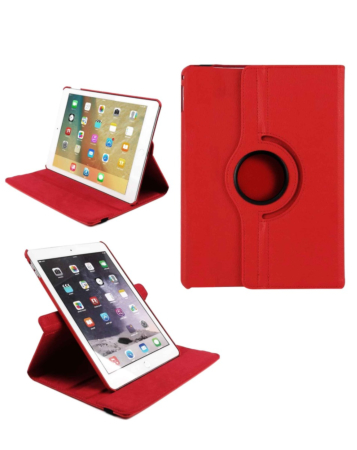Universal 11"  360 Degree Rotating Leather Swivel Stand Case- RED (Only Ground Shipping)