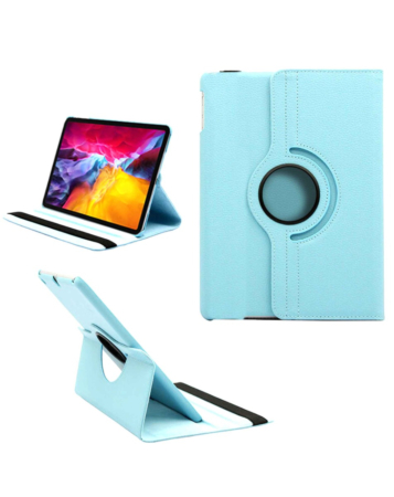 Universal 12"  360 Degree Rotating Leather Swivel Stand Case- LIGHT BLUE (Only Ground Shipping)