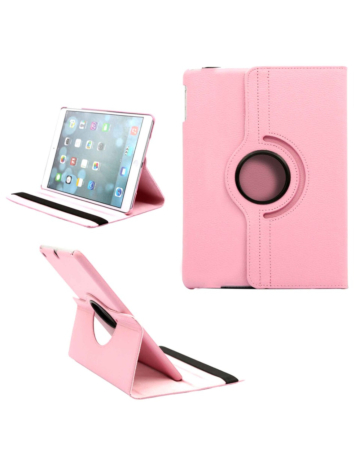 Universal 11"  360 Degree Rotating Leather Swivel Stand Case- LIGHT PINK (Only Ground Shipping)