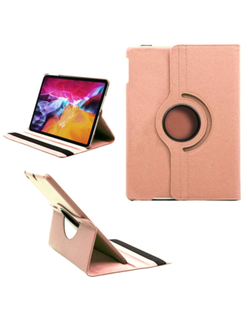 Universal 12"  360 Degree Rotating Leather Swivel Stand Case- ROSE GOLD (Only Ground Shipping)