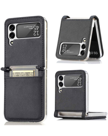 Galaxy Z Flip 4 Genuine Leather Case - BLACK (Only Ground Shipping)