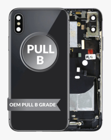 Shop the Back Housing Frame with small components pre-installed for iPhone X, Space Gray, OEM Pull B Grade.
