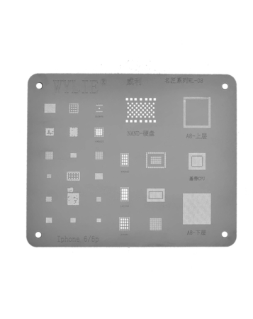 WYLIE BGA Reballing Stencil for iPhone 6 / 6P (Silver) (Not Returnable)