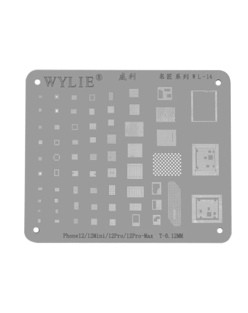 WYLIE BGA Reballing Stencil for 12 / 12Mini / 12P / 12PM (Silver) (Not Returnable)
