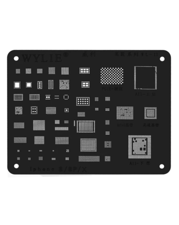 WYLIE CPU BGA Reballing Stencil for iPhone 8 / 8 Plus / X (Black) (Not Returnable)