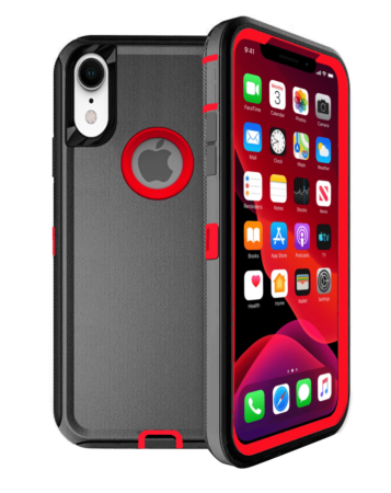 Heavy Duty Case for iPhone XR (BLACK & RED) (Only Ground Shipping)