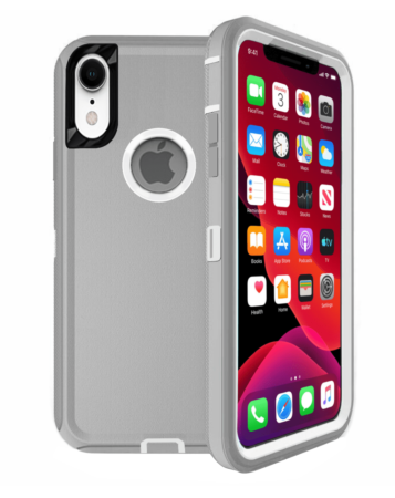Heavy Duty Case for iPhone XR (GRAY & WHITE) (Only Ground Shipping)