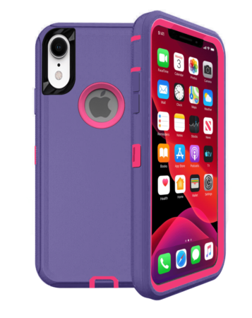 Heavy Duty Case for iPhone XR (DARK PURPLE & PINK) (Only Ground Shipping)