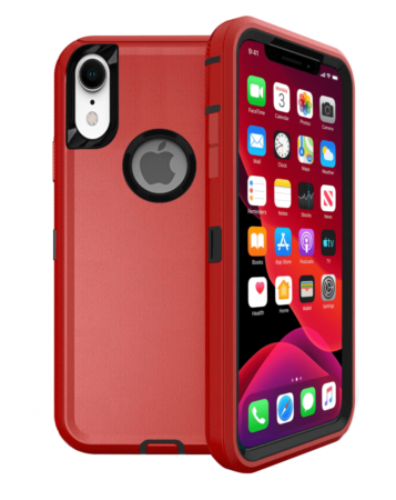 Heavy Duty Case for iPhone XR (RED & BLACK) (Only Ground Shipping)