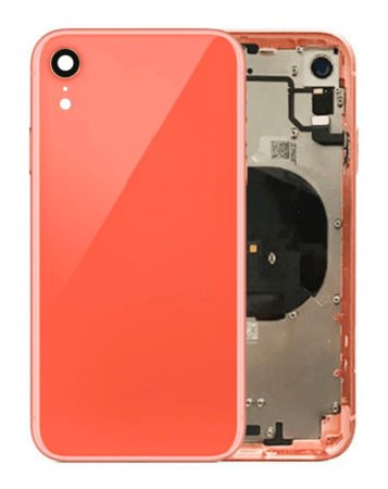 Buy the Back Housing Frame with Small Components Pre-Installed for iPhone XR in coral, without logo.