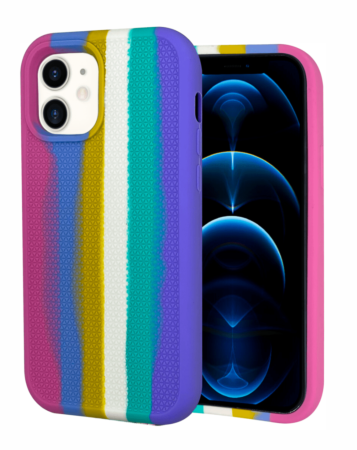 Dual Layer Serrated Case - RAINBOW PINK for iPhone XR (Only Ground Shipping)