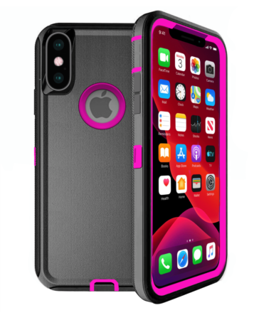 Heavy Duty Case for iPhone XS Max (BLACK & HOT PINK) (Only Ground Shipping)