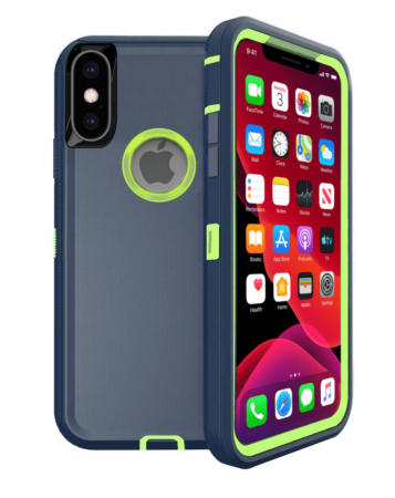 Heavy Duty Case for iPhone XS Max (DARK BLUE & LIGHT GREEN) (Only Ground Shipping)