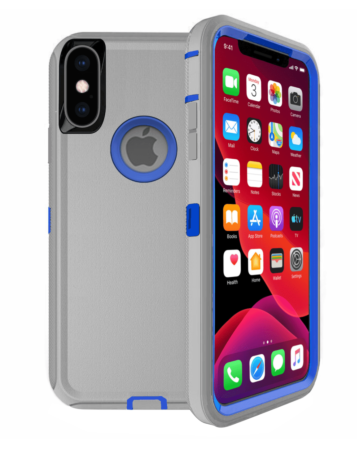 Heavy Duty Case for iPhone XS Max (GRAY & BLUE) (Only Ground Shipping)