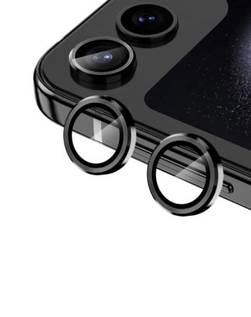 Metal Ring with HD Tempered Glass for Galaxy Z Flip 5 (BLACK)