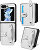 Galaxy Z Flip 5 Wallet Case with Credit Card Holder Slot & Wristband - WHITE (Only Ground Shipping)