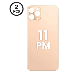 Back Glass with Bigger Camera Hole for iPhone 11 Pro Max (Pack of 2) (NO LOGO) (GOLD) 