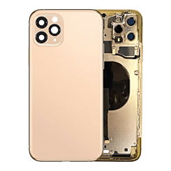 Shop the back housing frame with small components pre-installed for iPhone 11 Pro Max in gold. It has no logo.