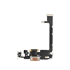 Stock up on the charging port flex cable for iPhone 11 Pro Max in gold. Daughter board soldering is required.