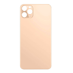 Stock up on the back glass with bigger camera hole for iPhone 11 Pro, no logo, in gold.

