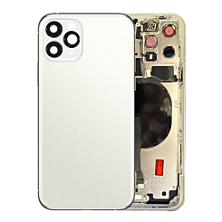 Purchase the back housing frame with small components pre-installed for iPhone 11 Pro, no logo, in silver.

